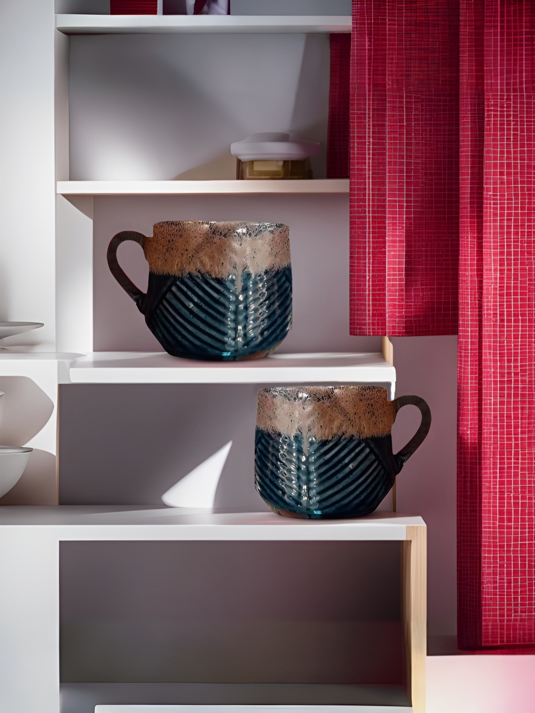 

The Better Home Brown & Black 6 Pieces Printed Ceramic Cups 320 ml Each