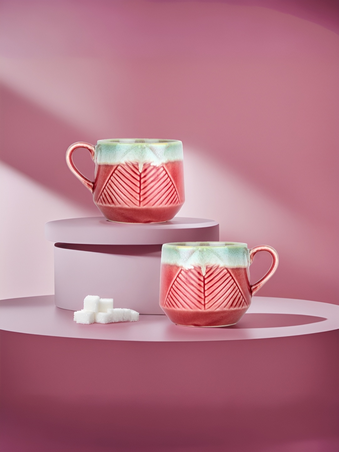 

The Better Home Rust & Green 12 Pieces Printed Ceramic Cups 320 ml Each