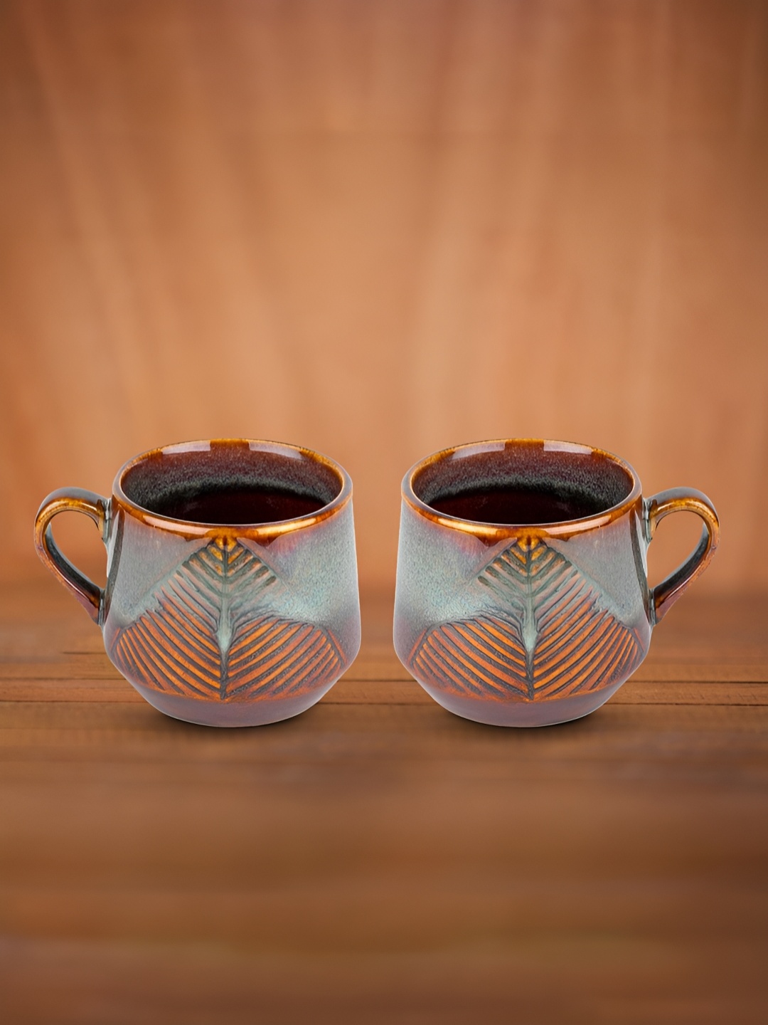 

The Better Home Brown & Grey 6 Pieces Printed Ceramic Cups 200 ml Each
