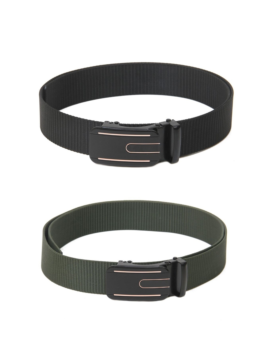 

Calvadoss Men Set of 2 Textured Belts, Black