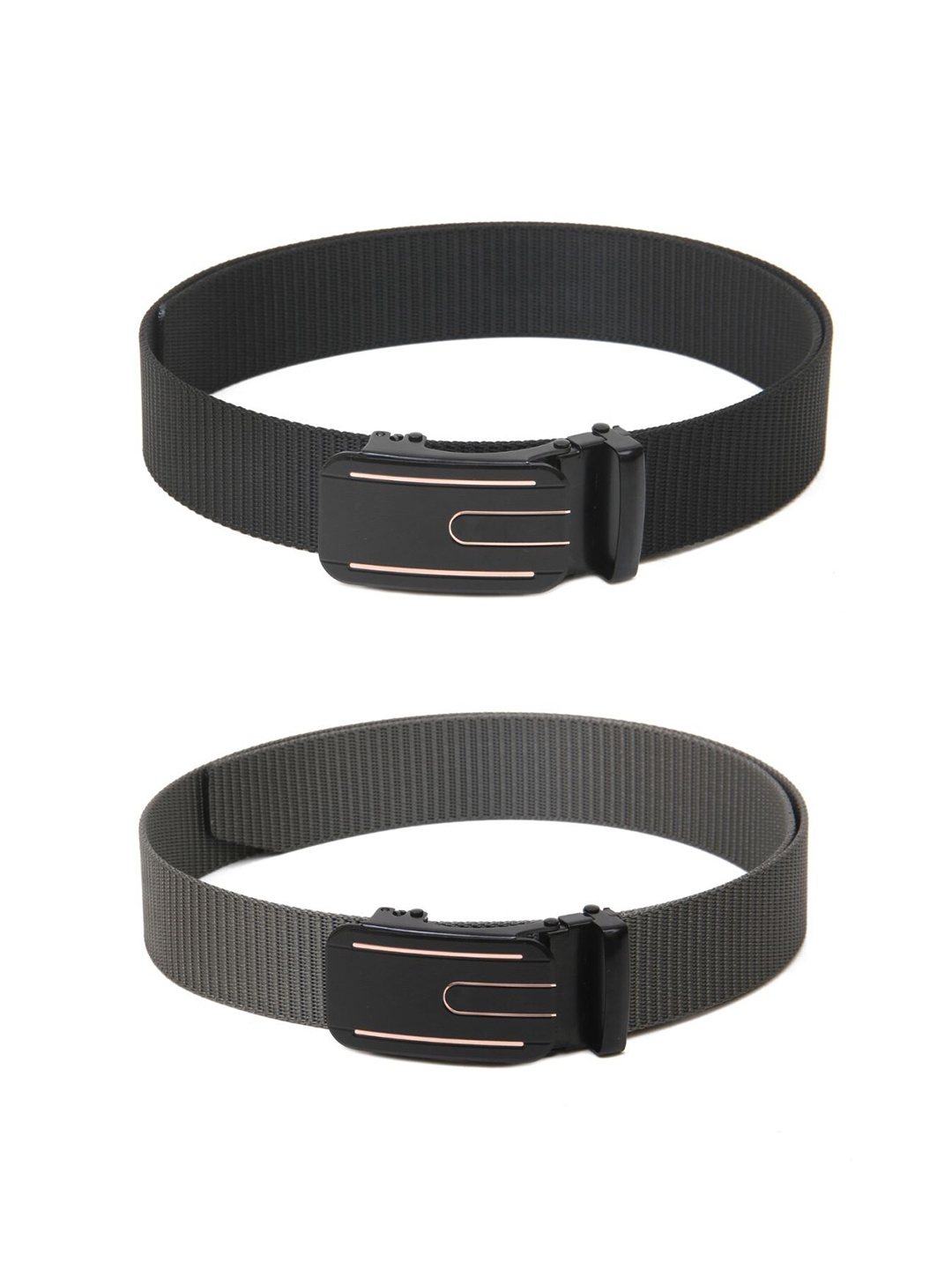 

Calvadoss Set Of 2 Men Textured Belts, Black