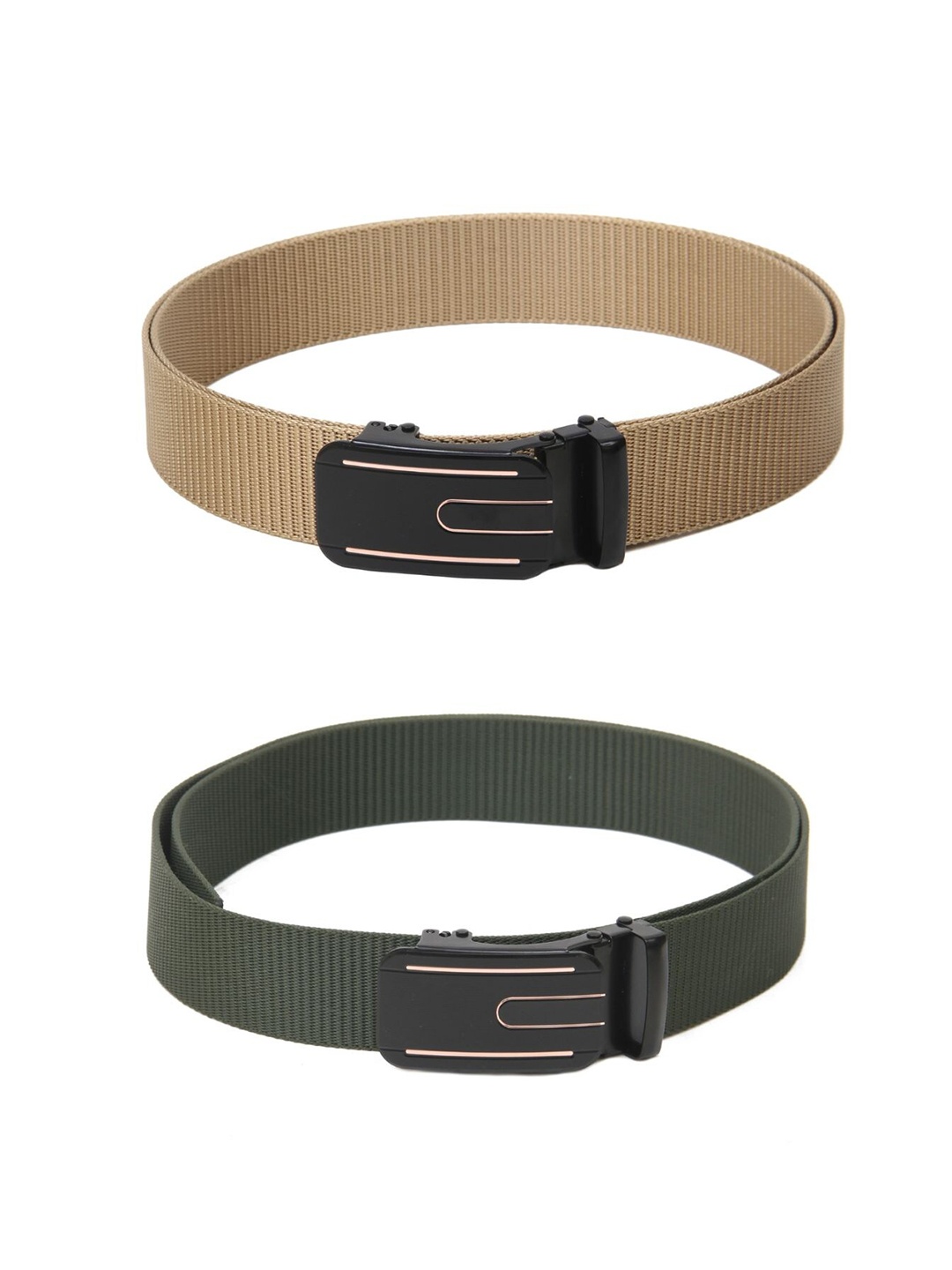 

Calvadoss Men Set Of 2 Textured Belts, Beige