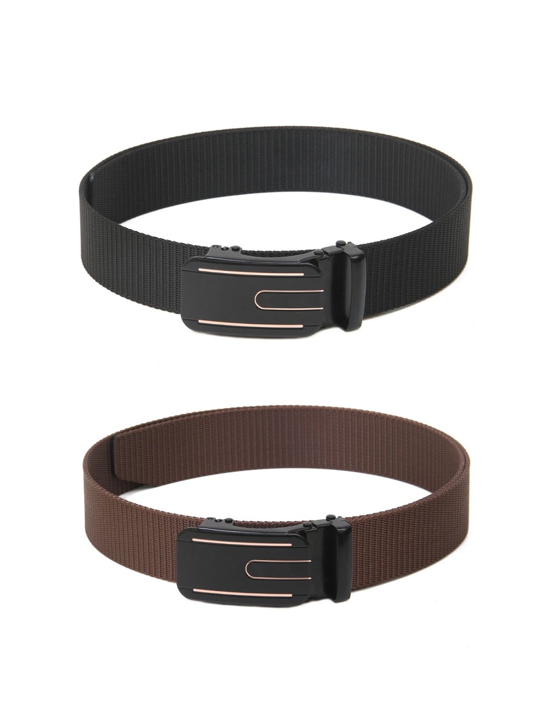 

Calvadoss Men Set Of 2 Textured Belt, Black