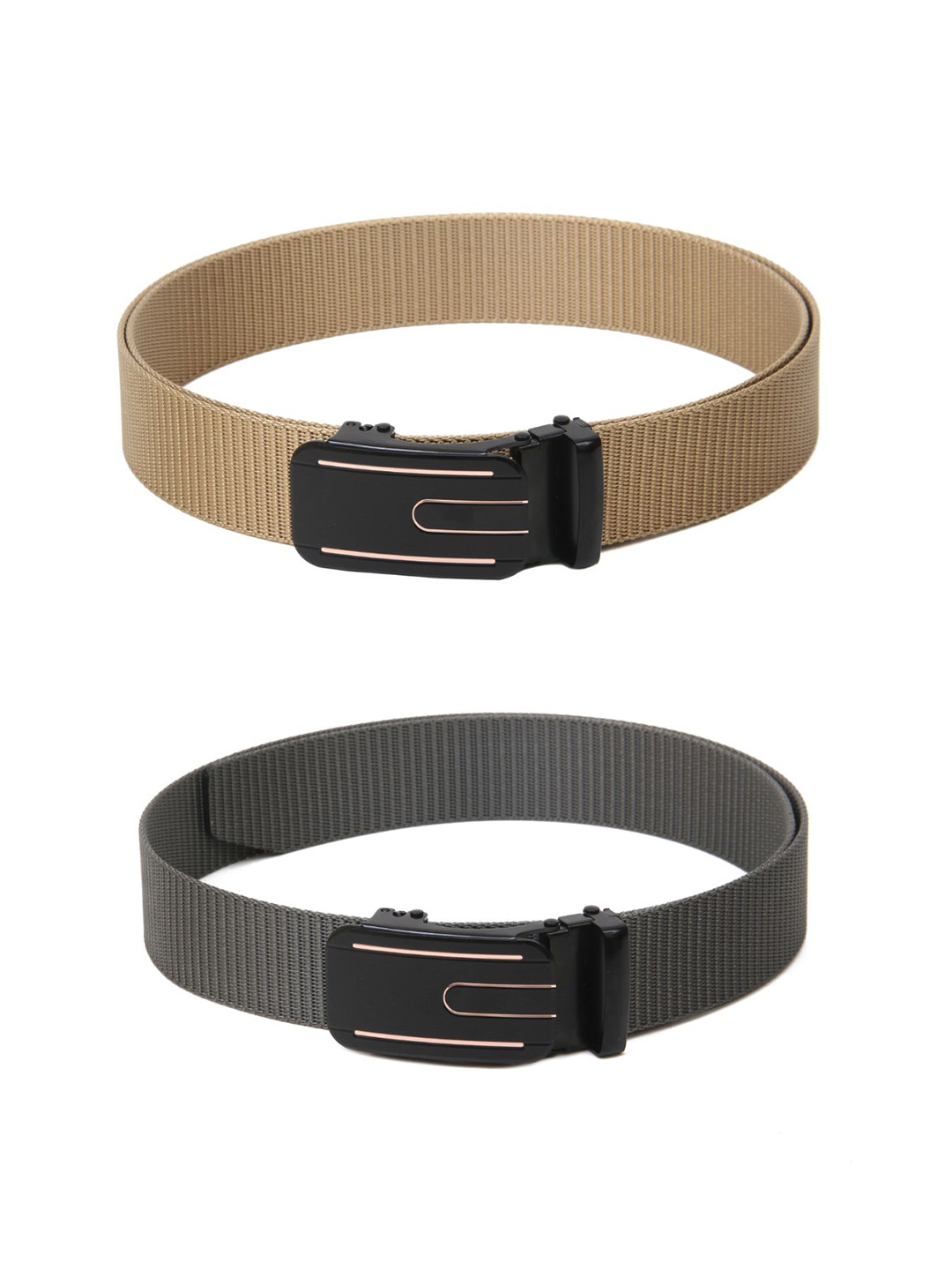 

Calvadoss Women Set Of 2 Textured Belts, Beige