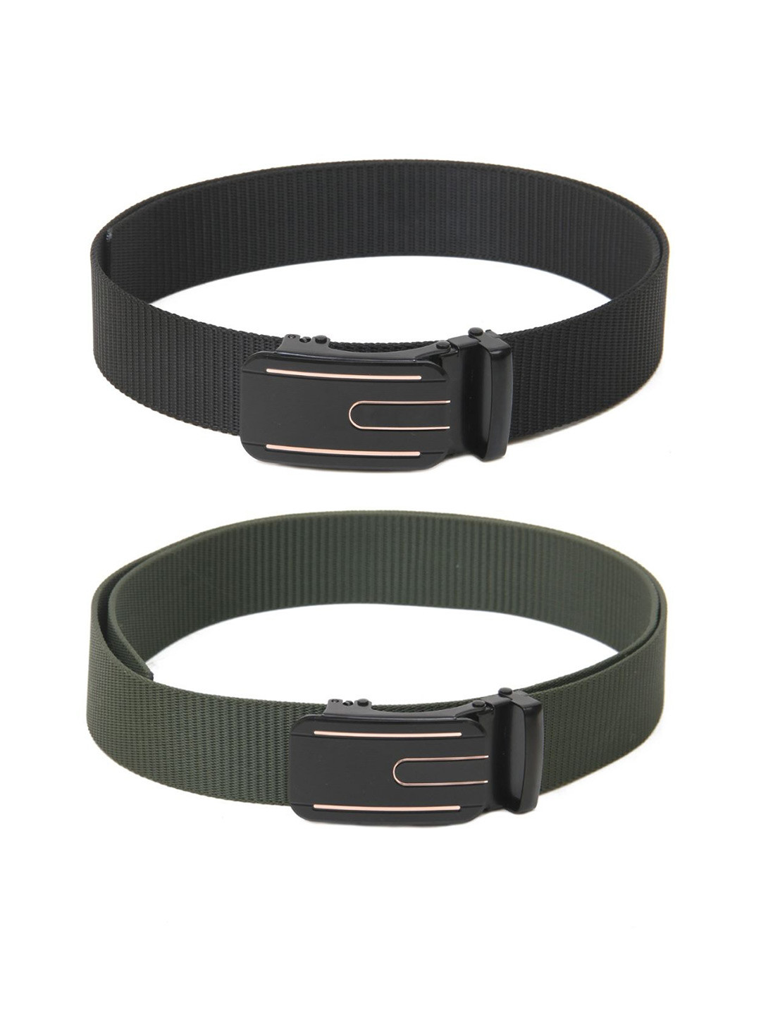 

Calvadoss Women Set Of 2 Textured Belts, Black