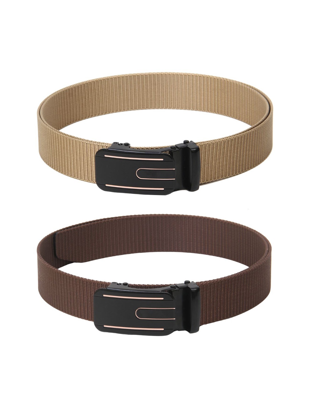 

Calvadoss Women Set Of 2 Textured Belts, Beige