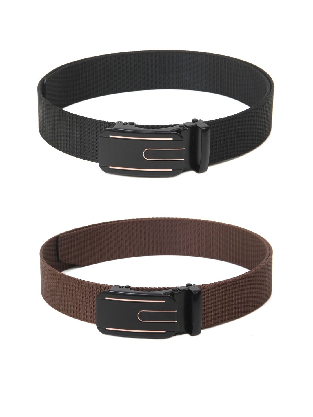 

Calvadoss Boys Set Of 2 Textured Canvas Belts, Black