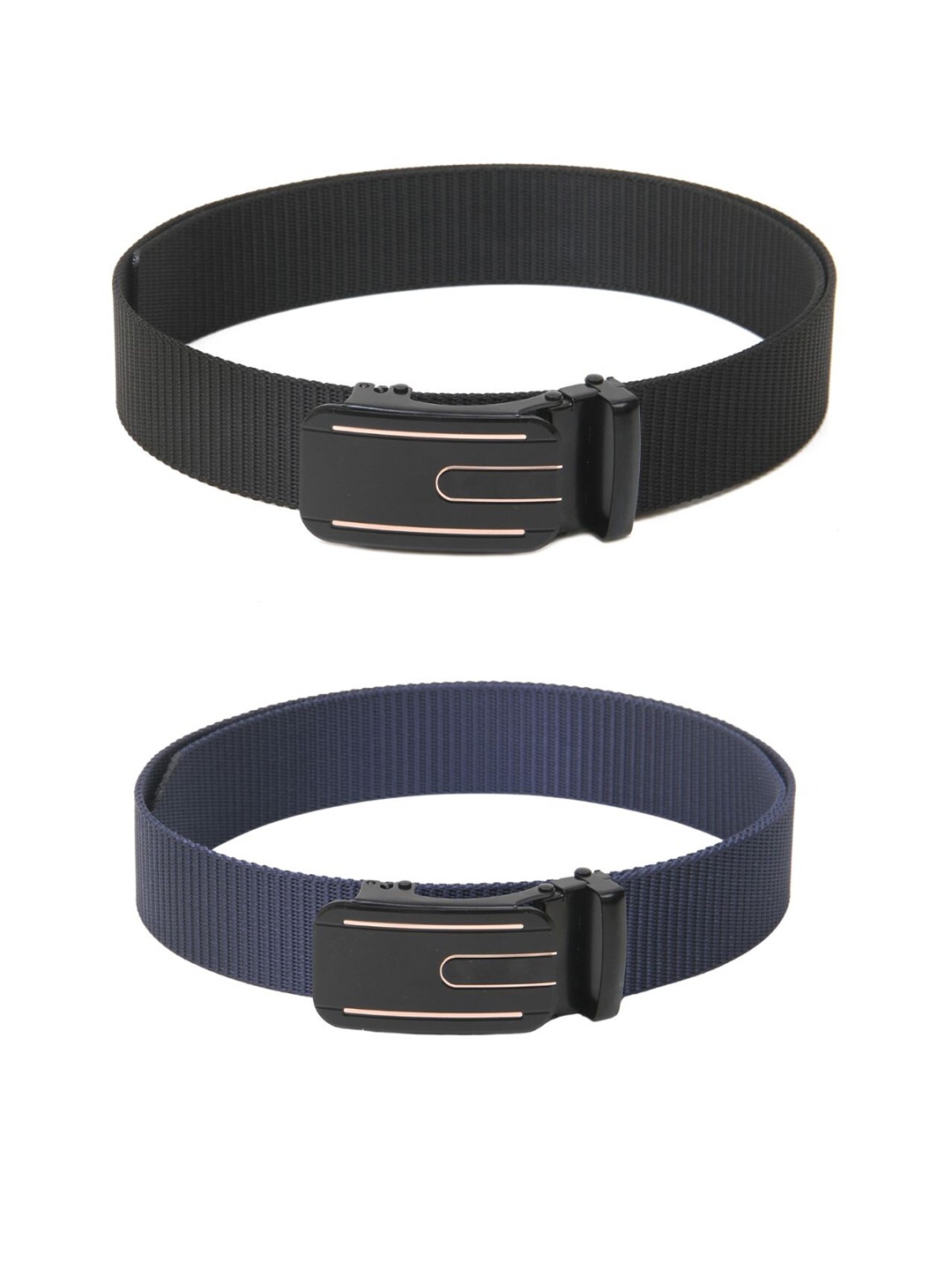 

Calvadoss Boys Set Of 2 Textured Canvas Belts, Black