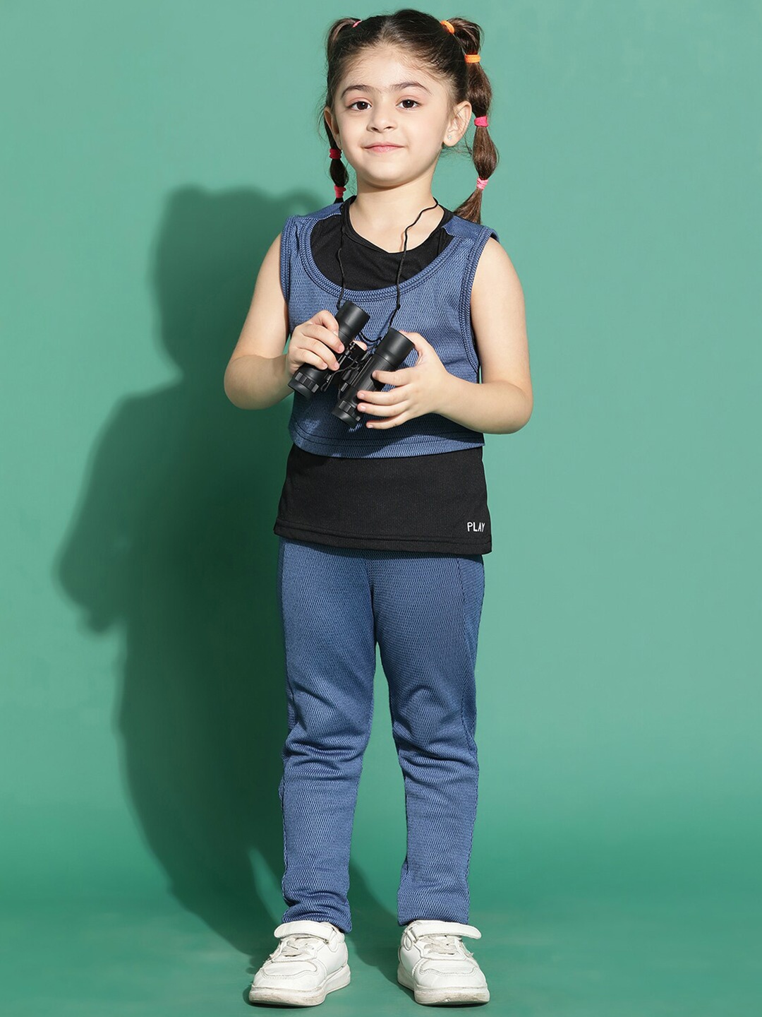 

TALES & STORIES Girls Round Neck Sleeveless Regular Fit T-shirt, Blue
