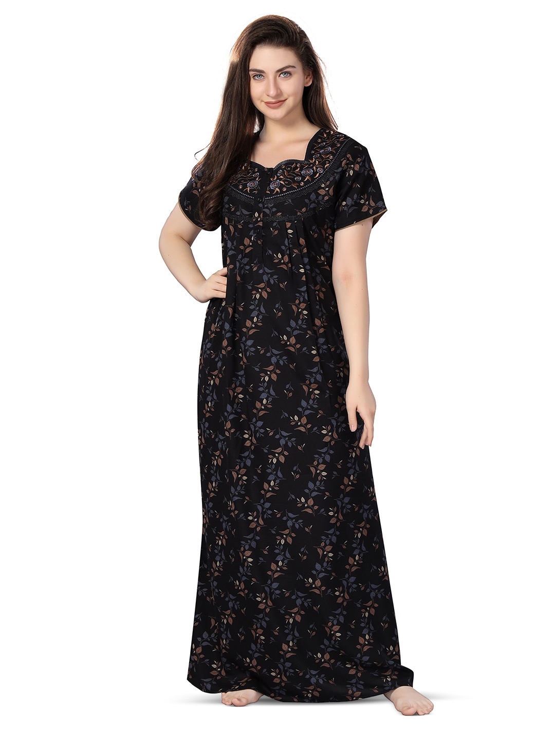 

Soulemo Floral Printed Maxi Nightdress, Black