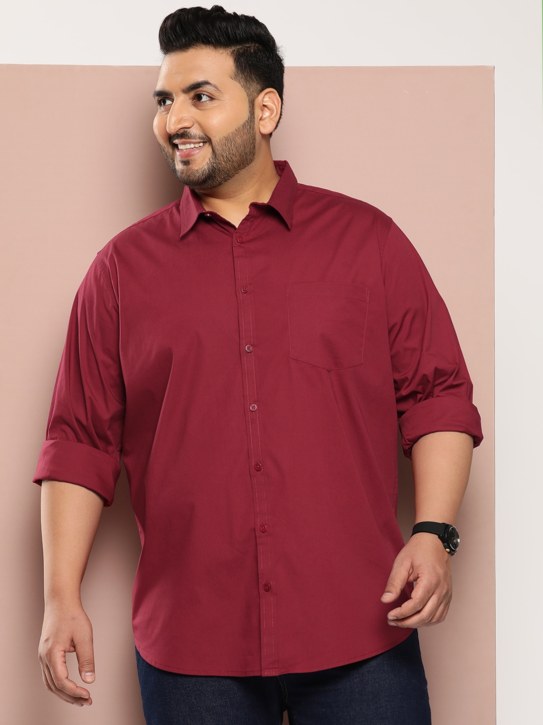 

Sztori Men Plus Size Classic Casual Shirt, Red