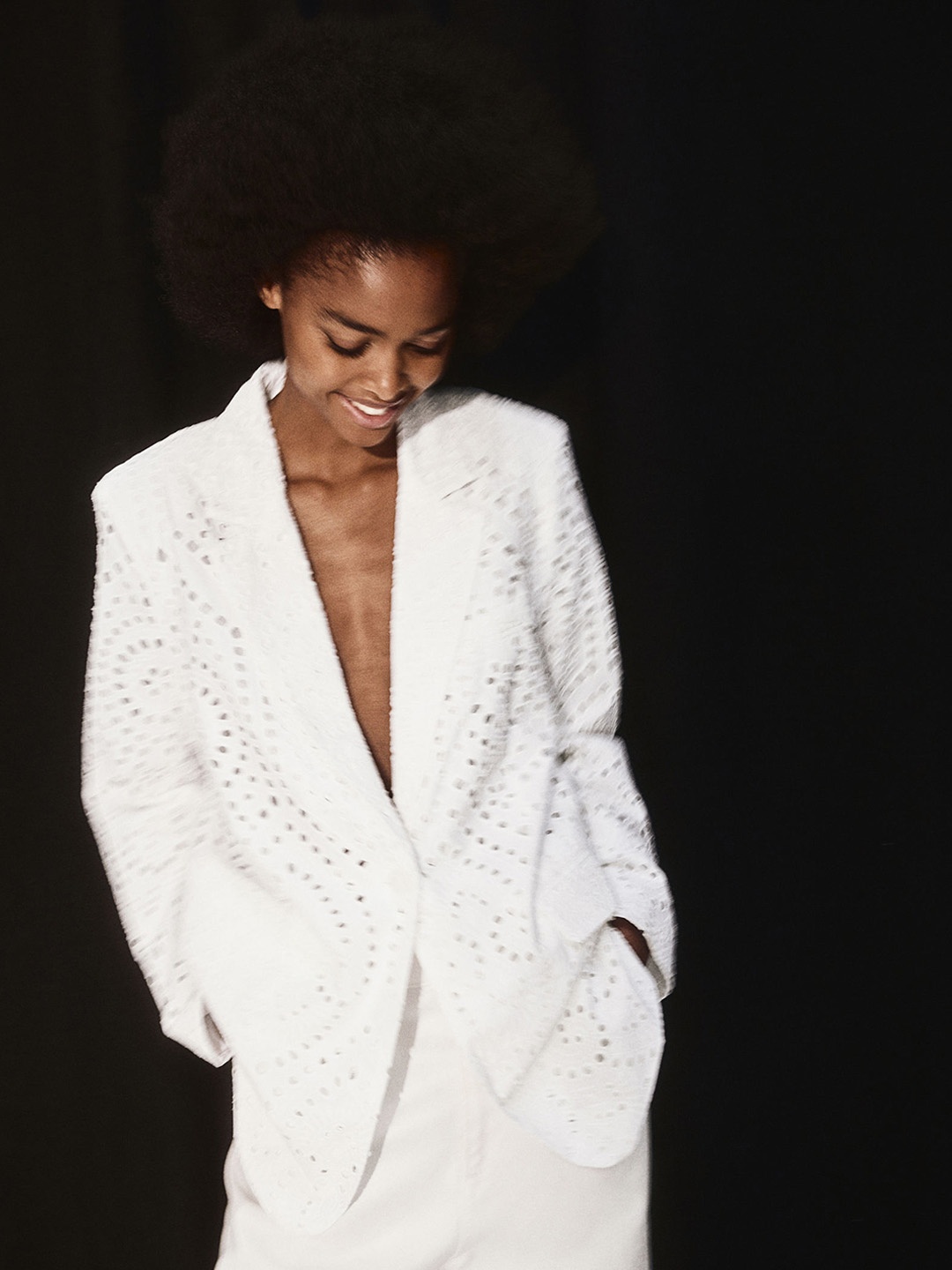 

H&M Broderie Anglaise Blazer, White