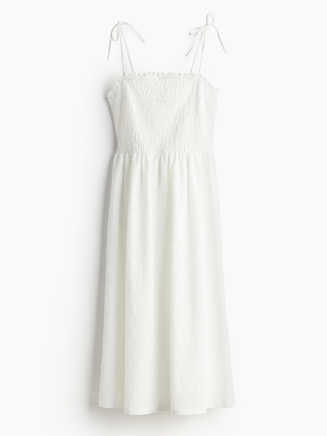 

H&M Women Tie-Strap Smocked Dress, White