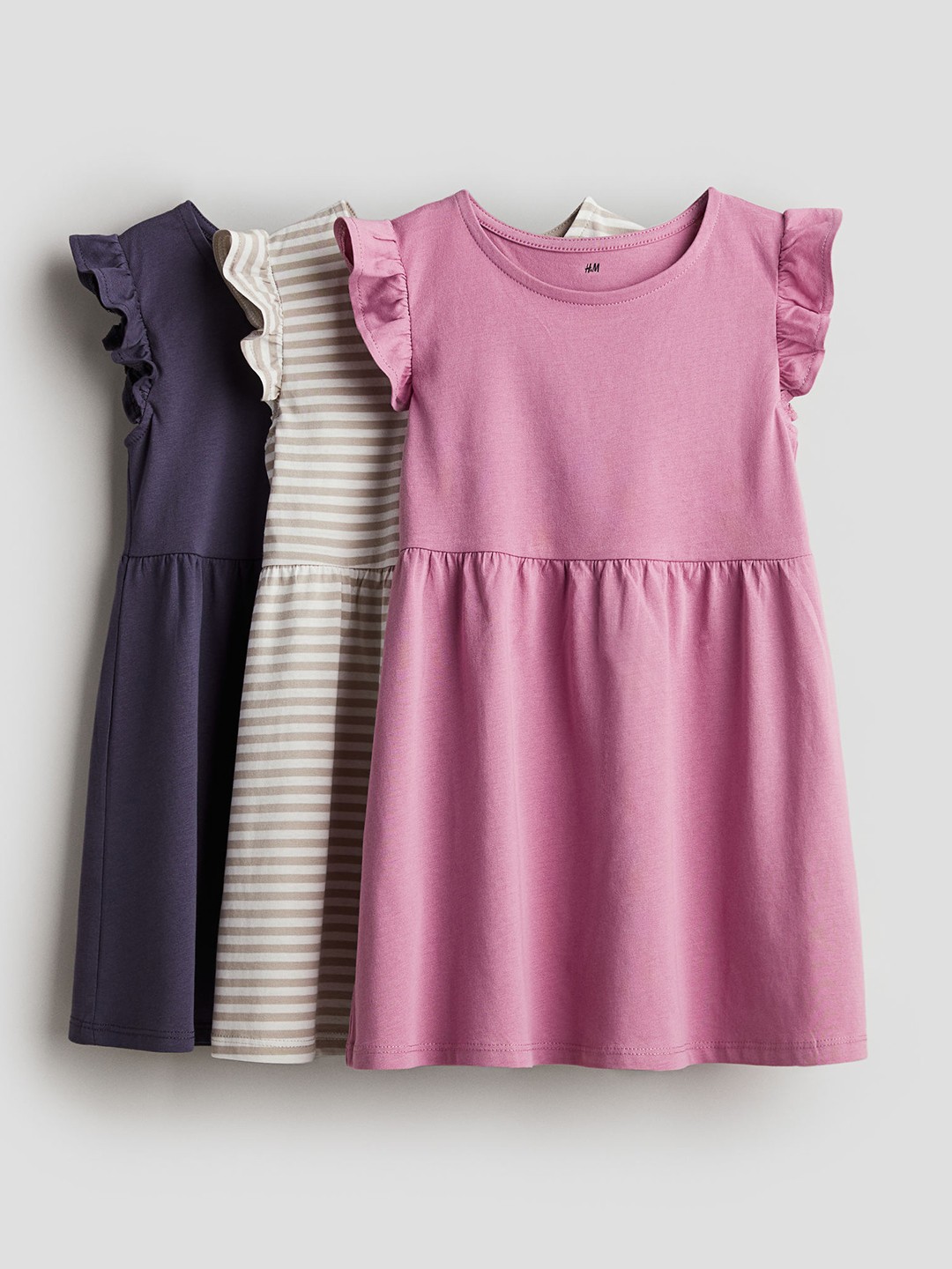 

H&M Girls Pure Cotton 3-Pack Jersey Dresses, Purple