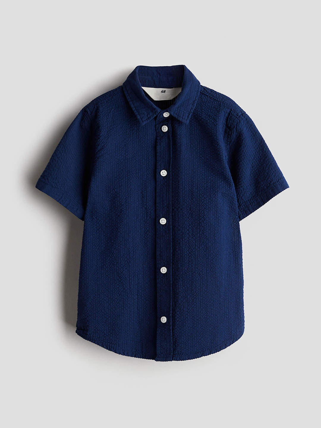 

H&M Boys Short-Sleeved Cotton Shirt, Navy blue