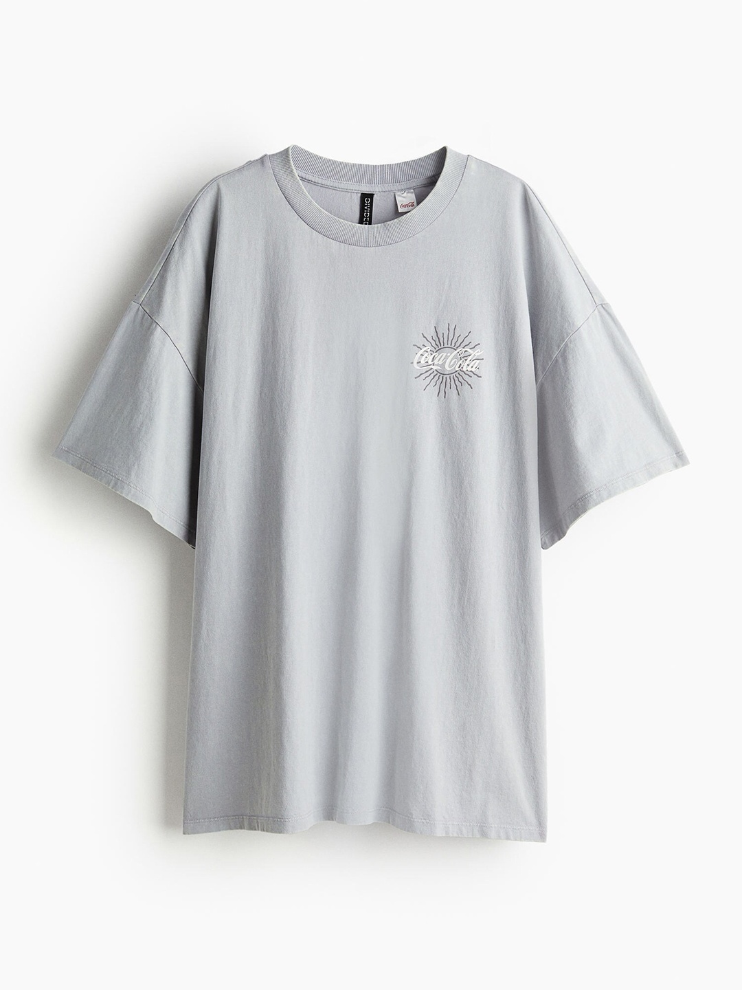 

H&M Pure Cotton Oversized Printed T-shirt, Grey