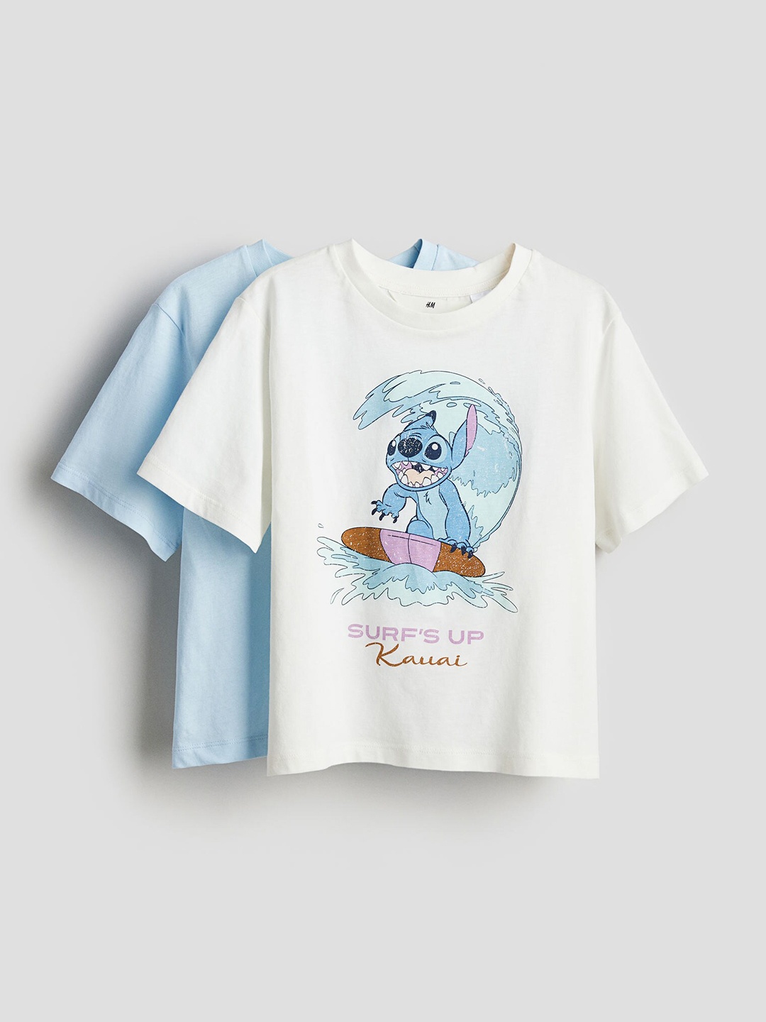 

H&M Girls Pure Cotton 2-Pack Printed T-shirt, White