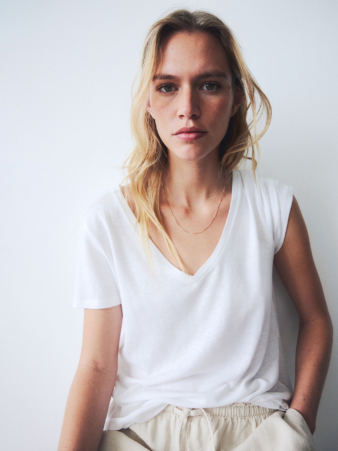 

H&M Linen-Blend T-shirt, White