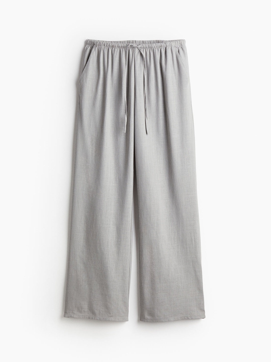 

H&M Women Linen-Blend Pull-On Trousers, Grey