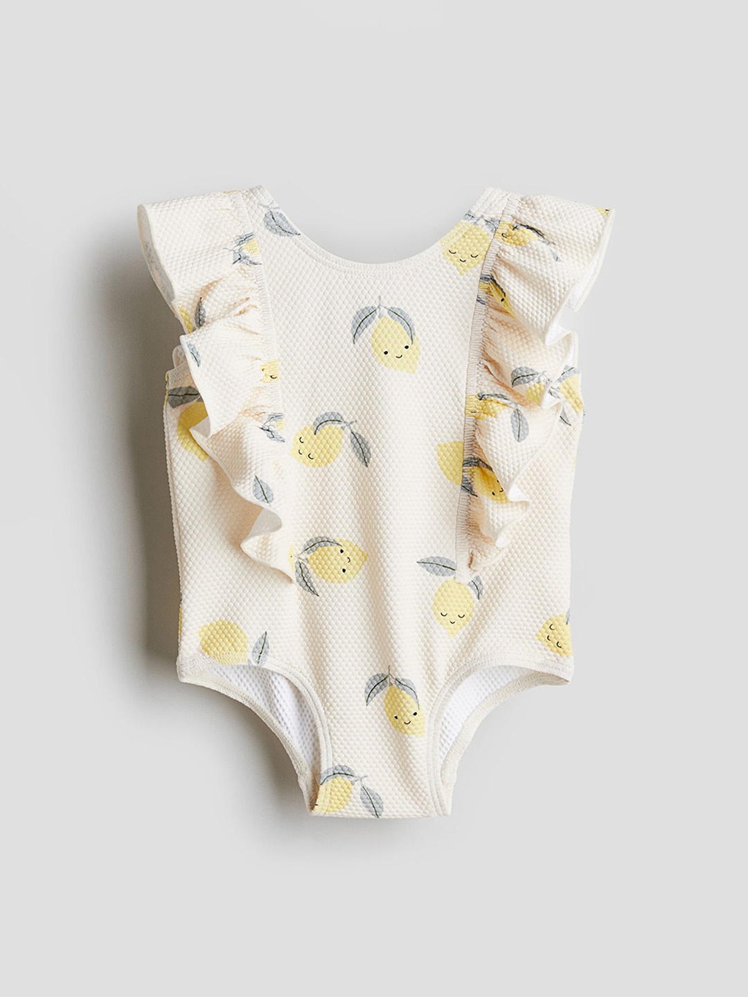 

H&M Girls Flounce-Trimmed Swimsuit, Off white