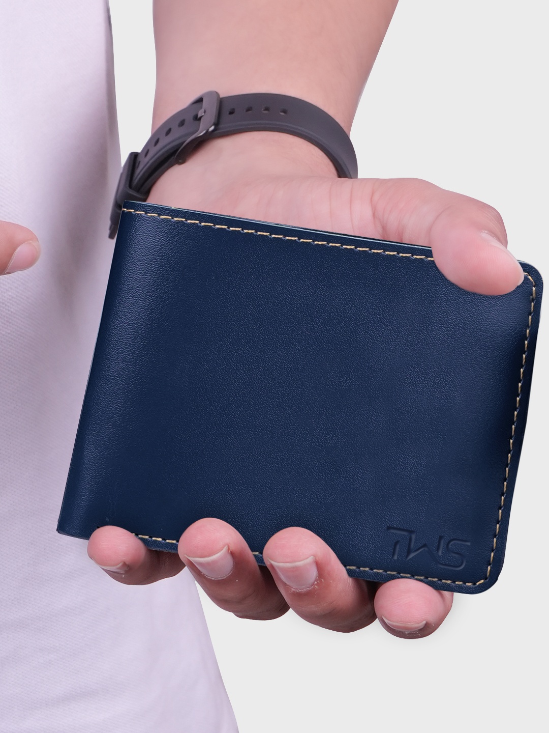 

The Wallet Store Men Leather Two Fold Wallet, Blue