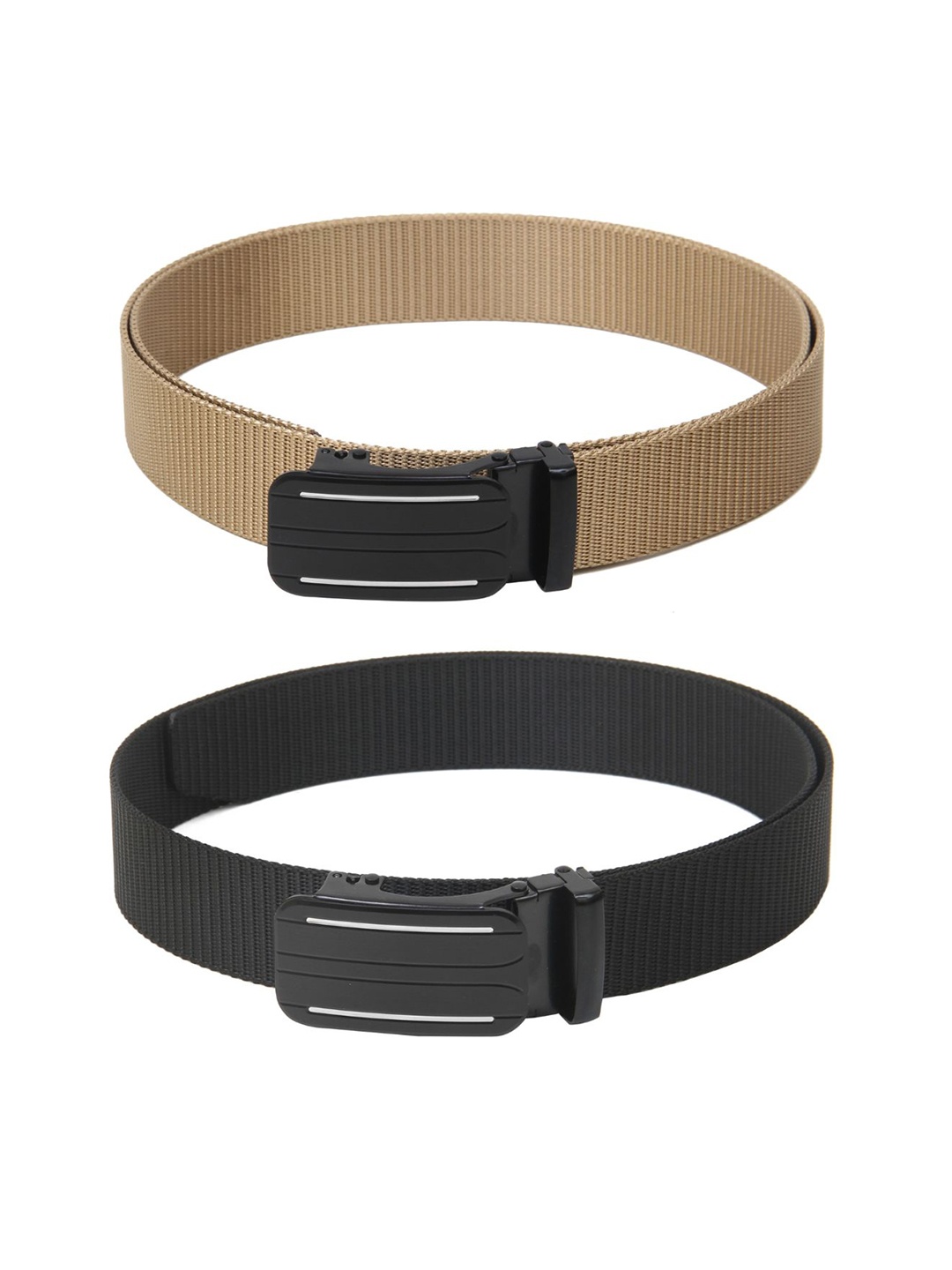 

Calvadoss Men Set Of 2 Textured Belts, Beige