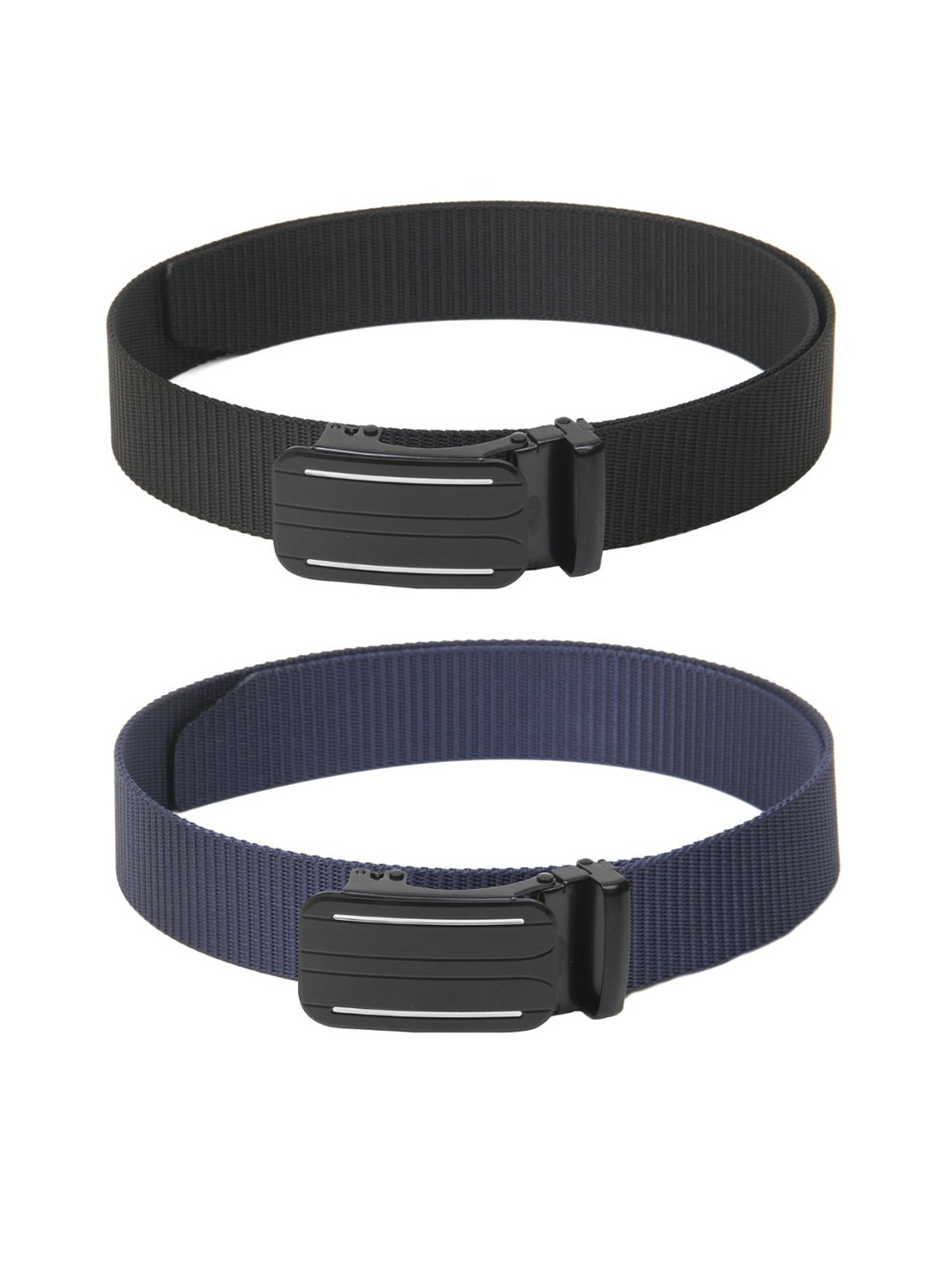 

Calvadoss Men Set Of 2 Textured Belts, Black