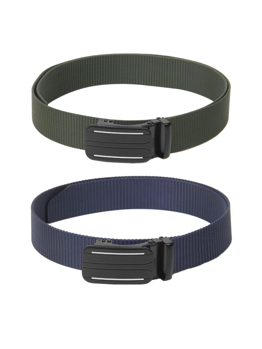 

Calvadoss Men Set Of 2 Textured Canvas Belts, Green