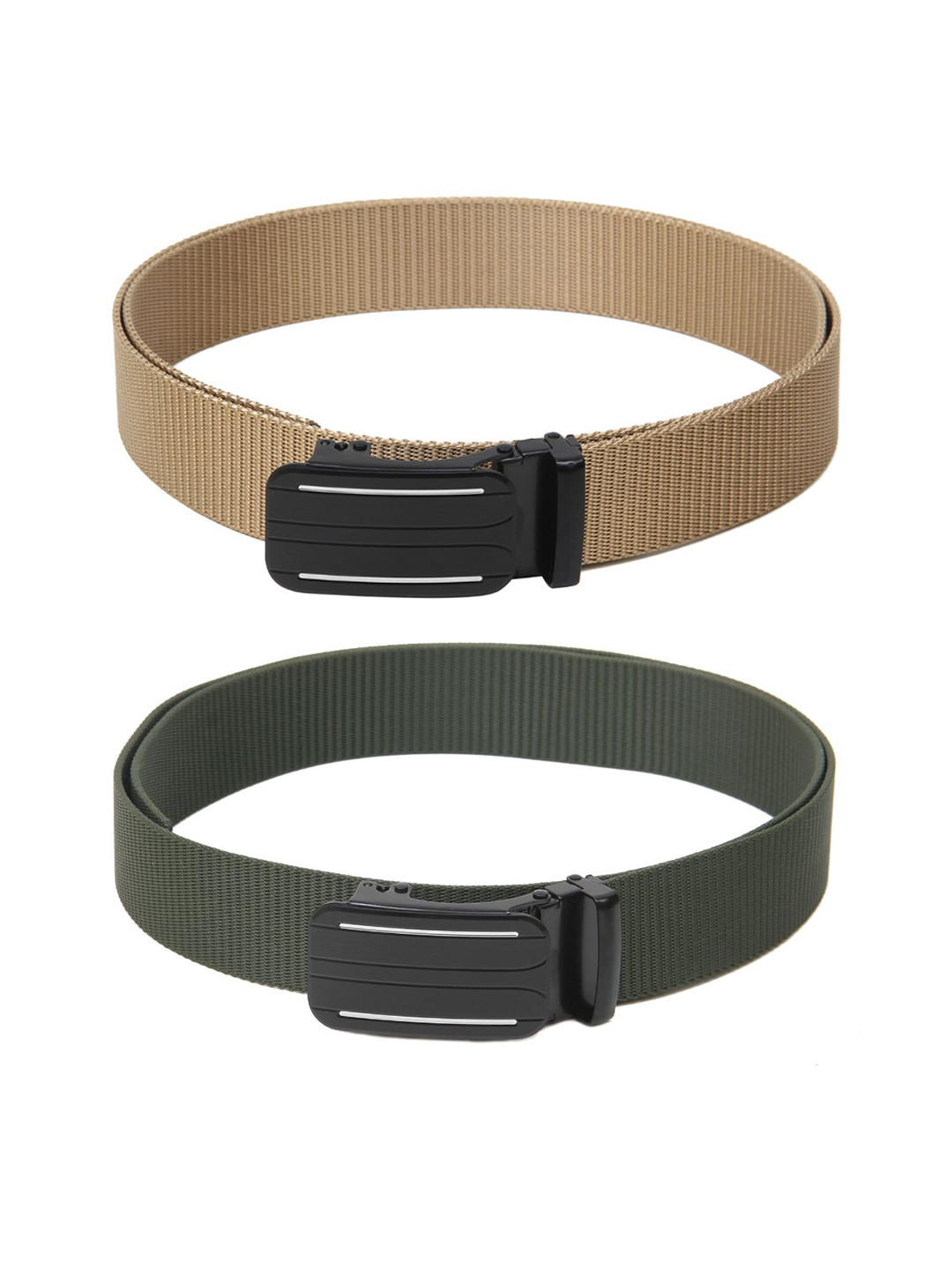 

Calvadoss Men Set Of 2 Textured Belts, Beige