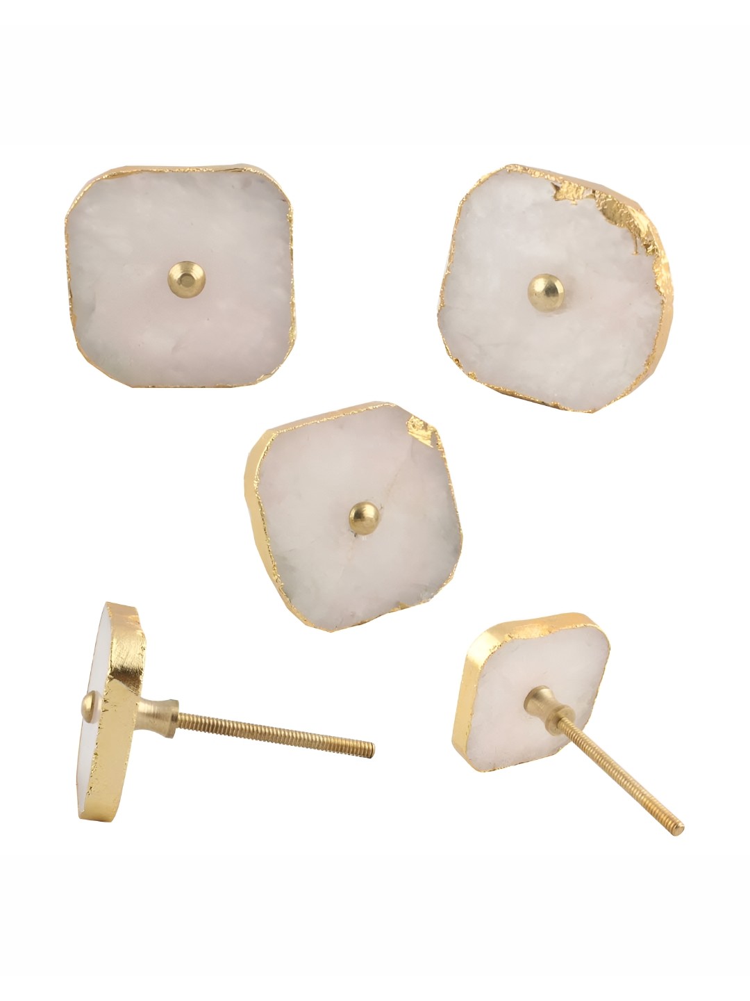 

Indianshelf 5-pcs White & Pink Square Quartz Stone Cabinet Knobs