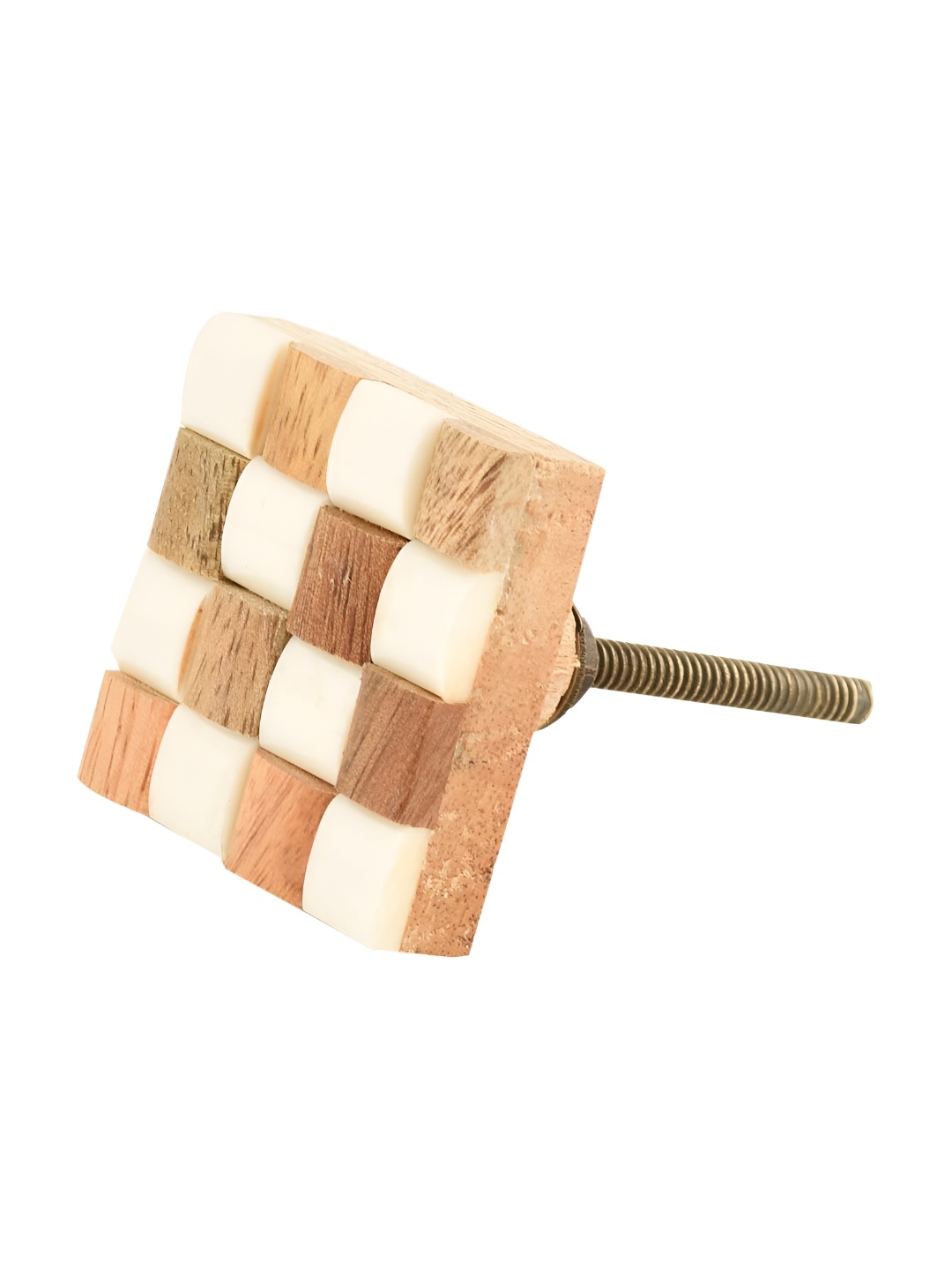 

Indianshelf Brown & Beige Checkerboard Square Cabinet Knob