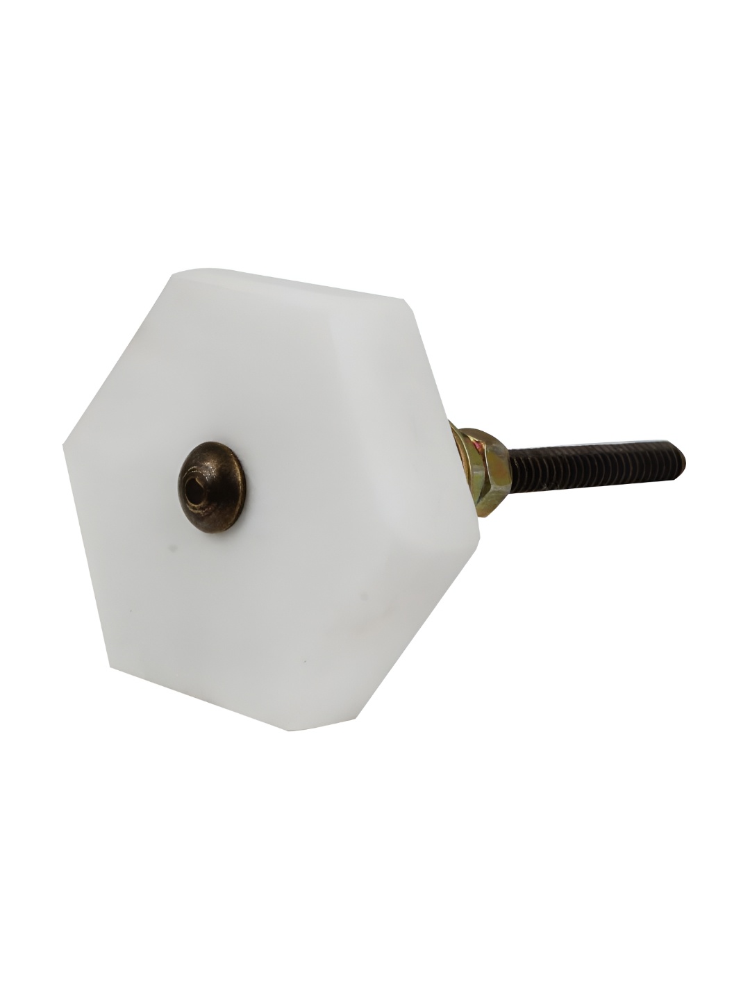 

Indianshelf White Hexagon Marble Stone Cabinet Knob