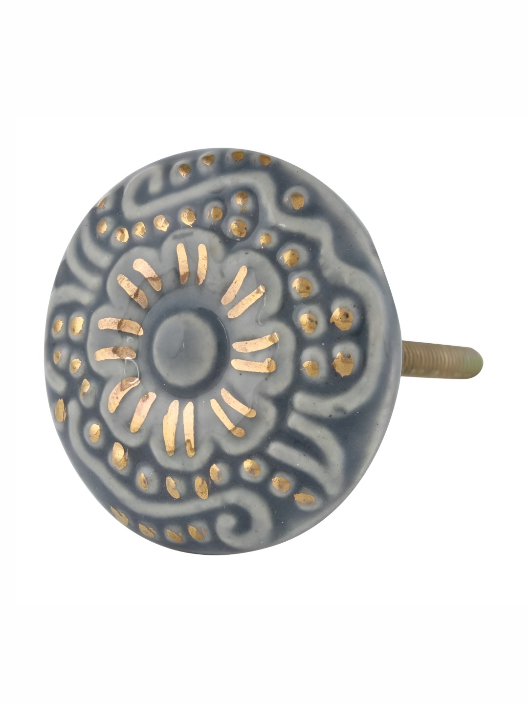 

Indianshelf Grey Floral Ceramic Cabinet Knob