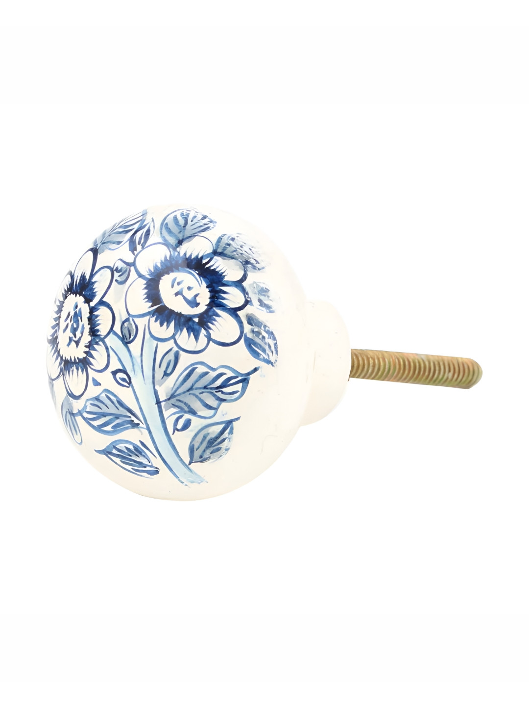 

Indianshelf White & Blue Floral Kashmiri Indian Cabinet Knob