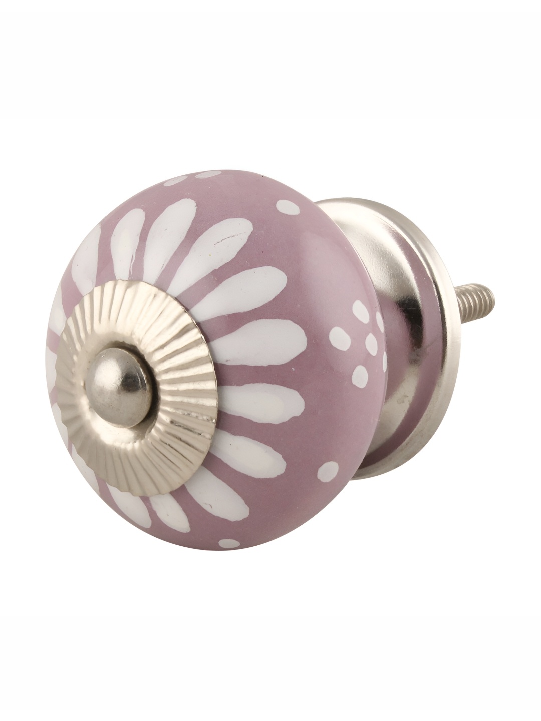 

Indianshelf Purple & Off-white Ceramic Floral Knob