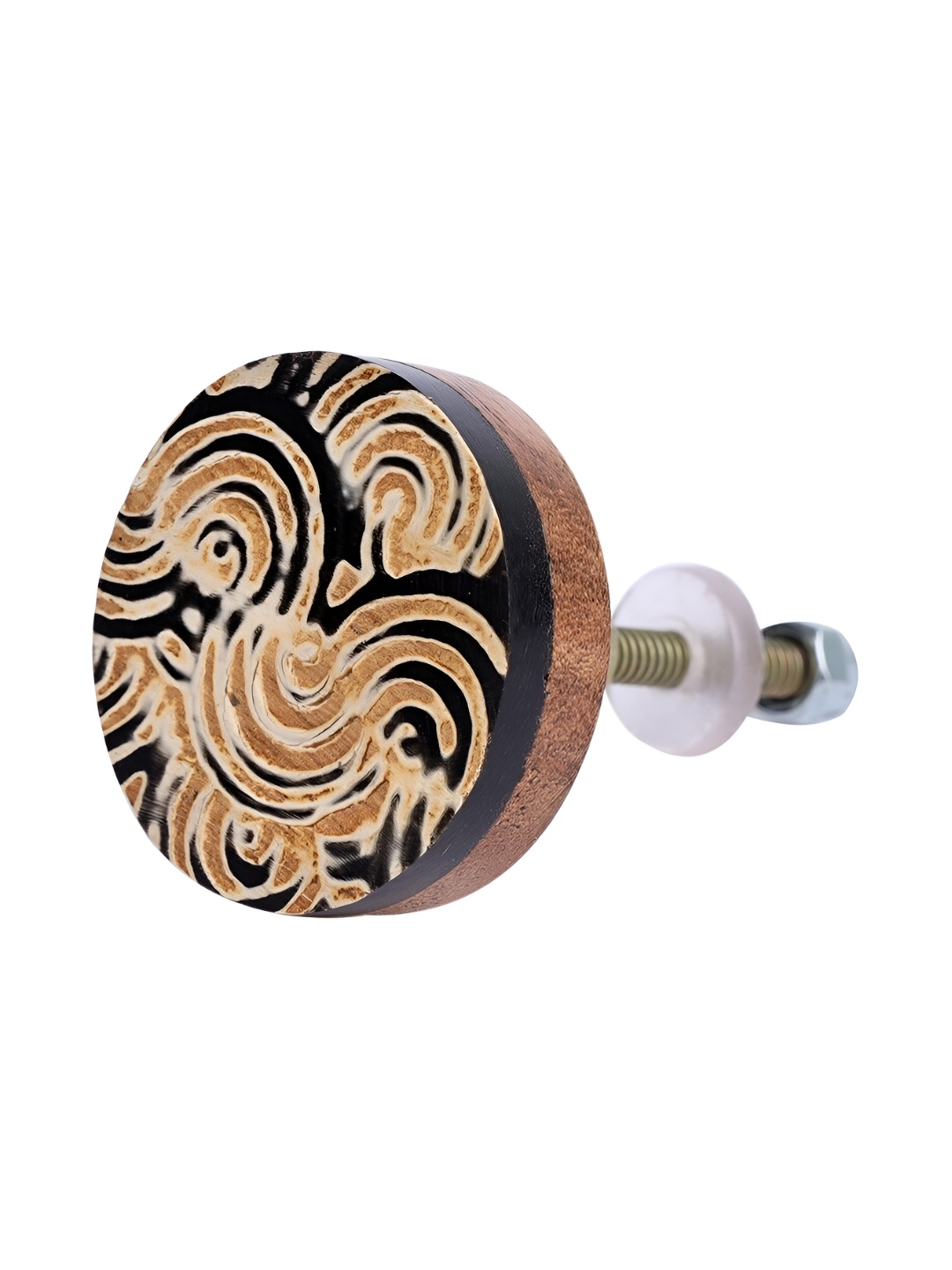 

Indianshelf Black & Brown Wooden Round Cabinet Knob