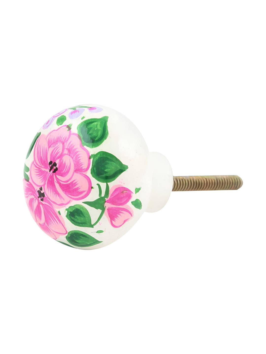 

Indianshelf White & Pink Flower Printed Cabinet Knobs
