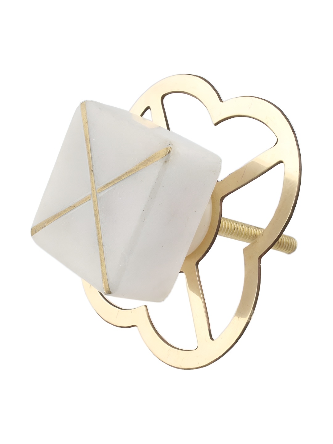 

Indianshelf White Stone Square Cross Dresser Knob