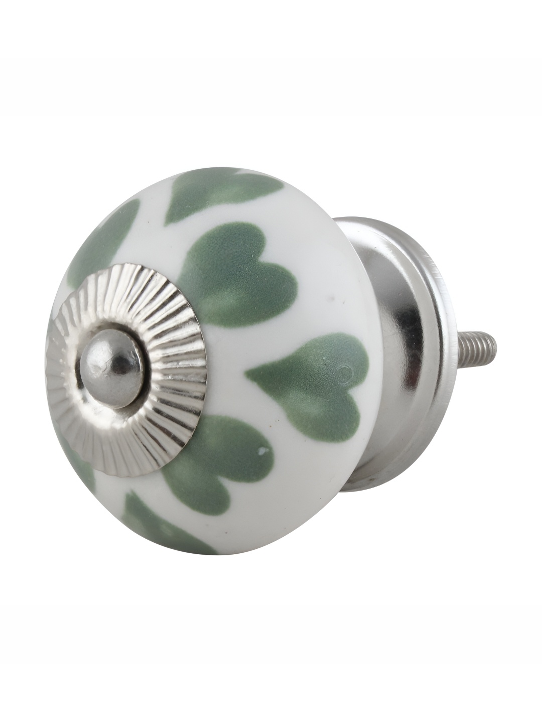 

Indianshelf White & Green Floral Ceramic Cabinet Knob