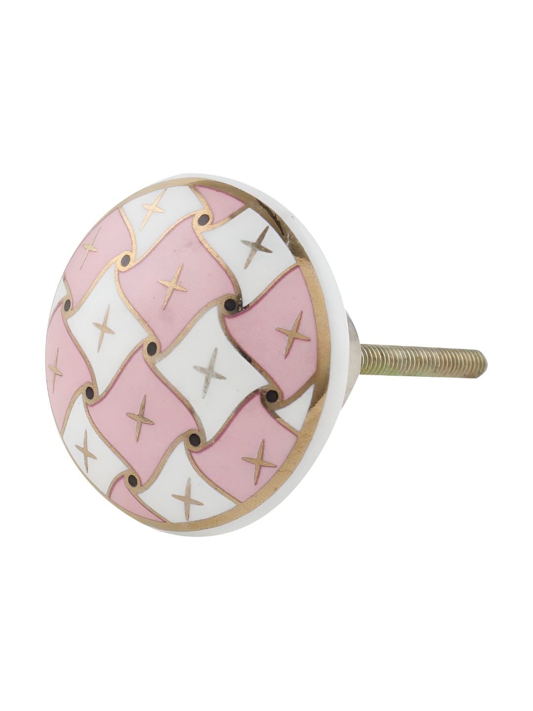 

Indianshelf Pink & White Checkerboard Iron Cabinet Knob