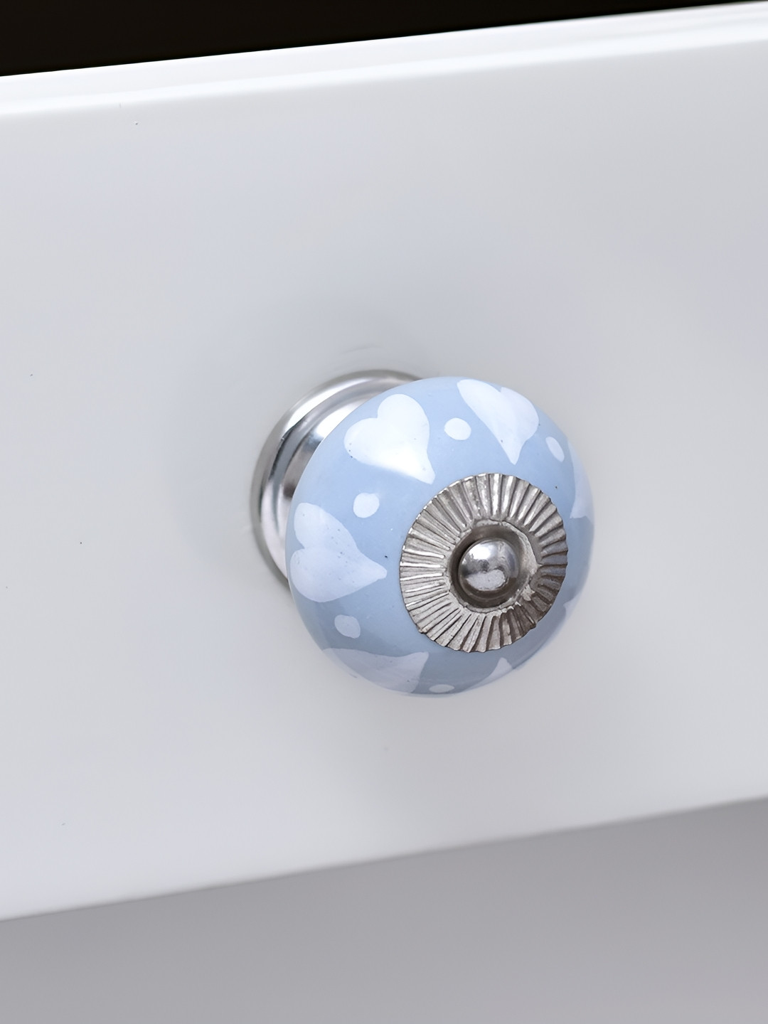 

Indianshelf Grey & Blue Heart Designed Ceramic Cabinet Knob