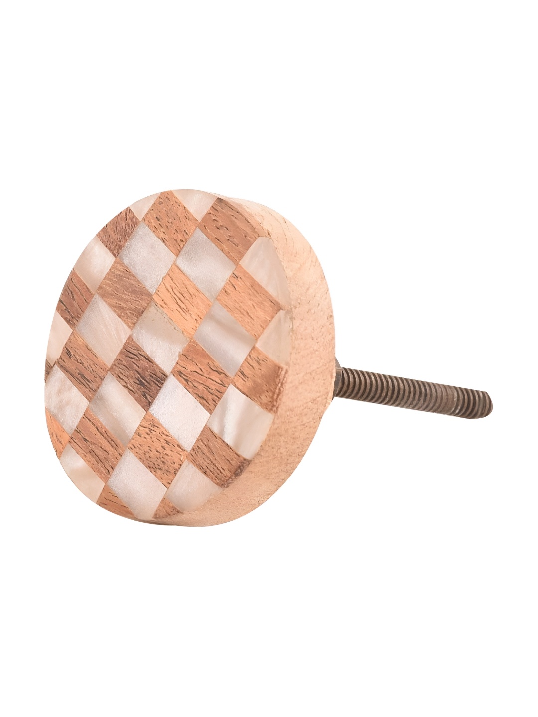 

Indianshelf Brown & Grey Round Checkerboard Wooden Resin Cabinet Knob