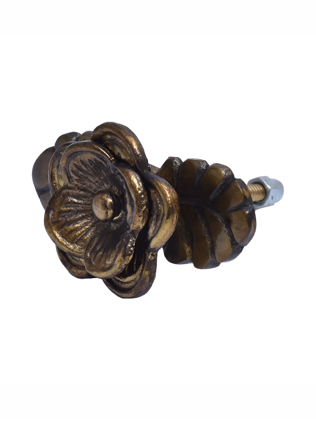 

Indianshelf Rose Flower On Leaf Aluminium Knob, Metallic