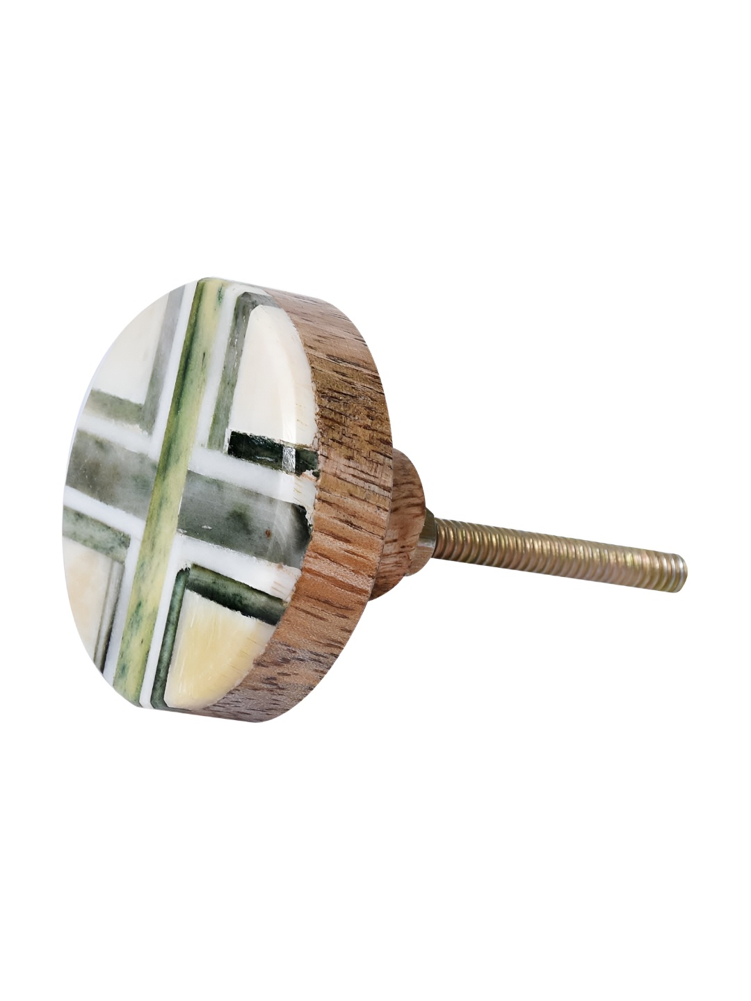 

Indianshelf Olive Green Round Bone Horn Wooden Cabinet Knob