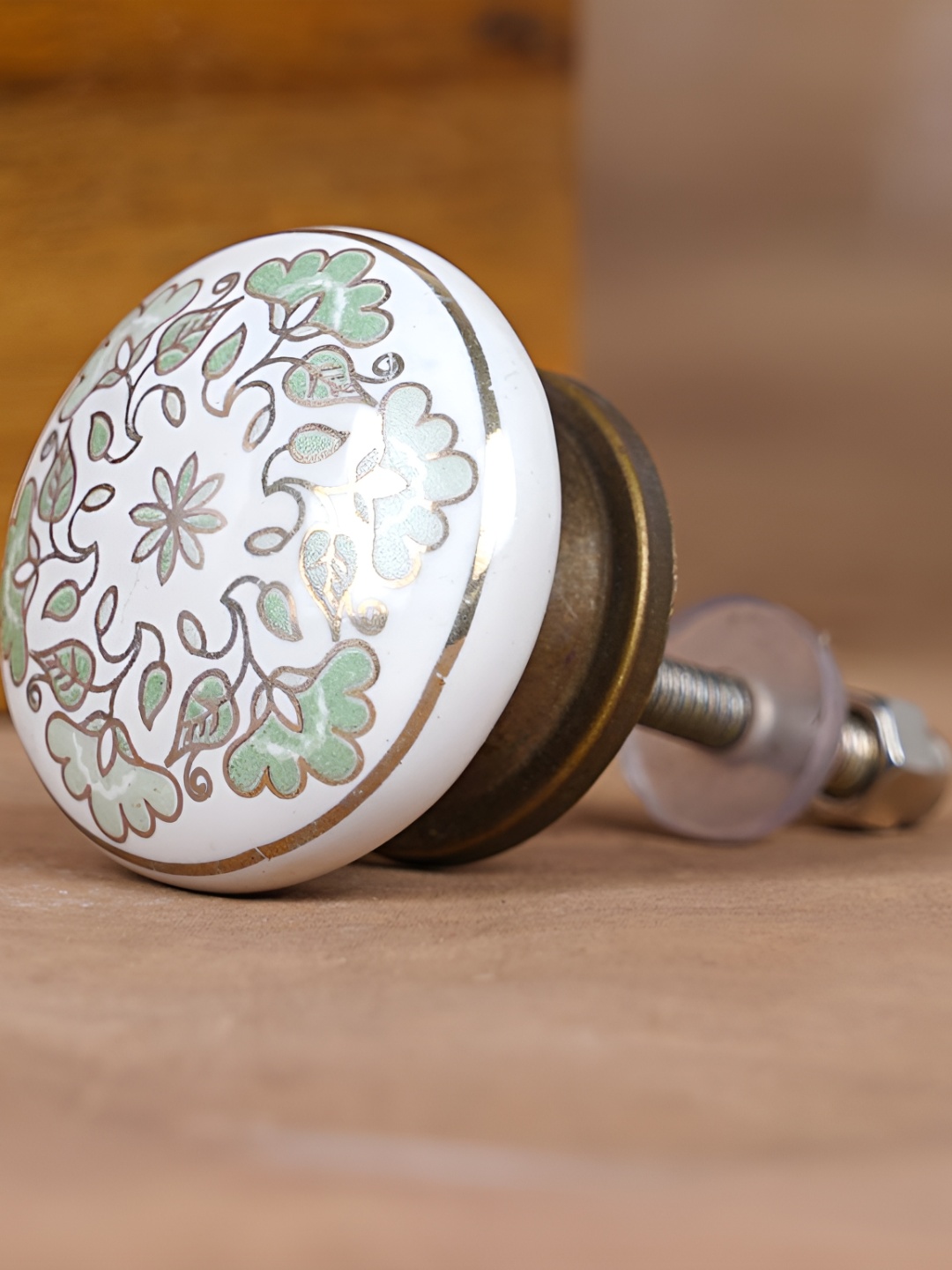 

Indianshelf White & Green Floral Thick & Rust-free Cabinet Knob