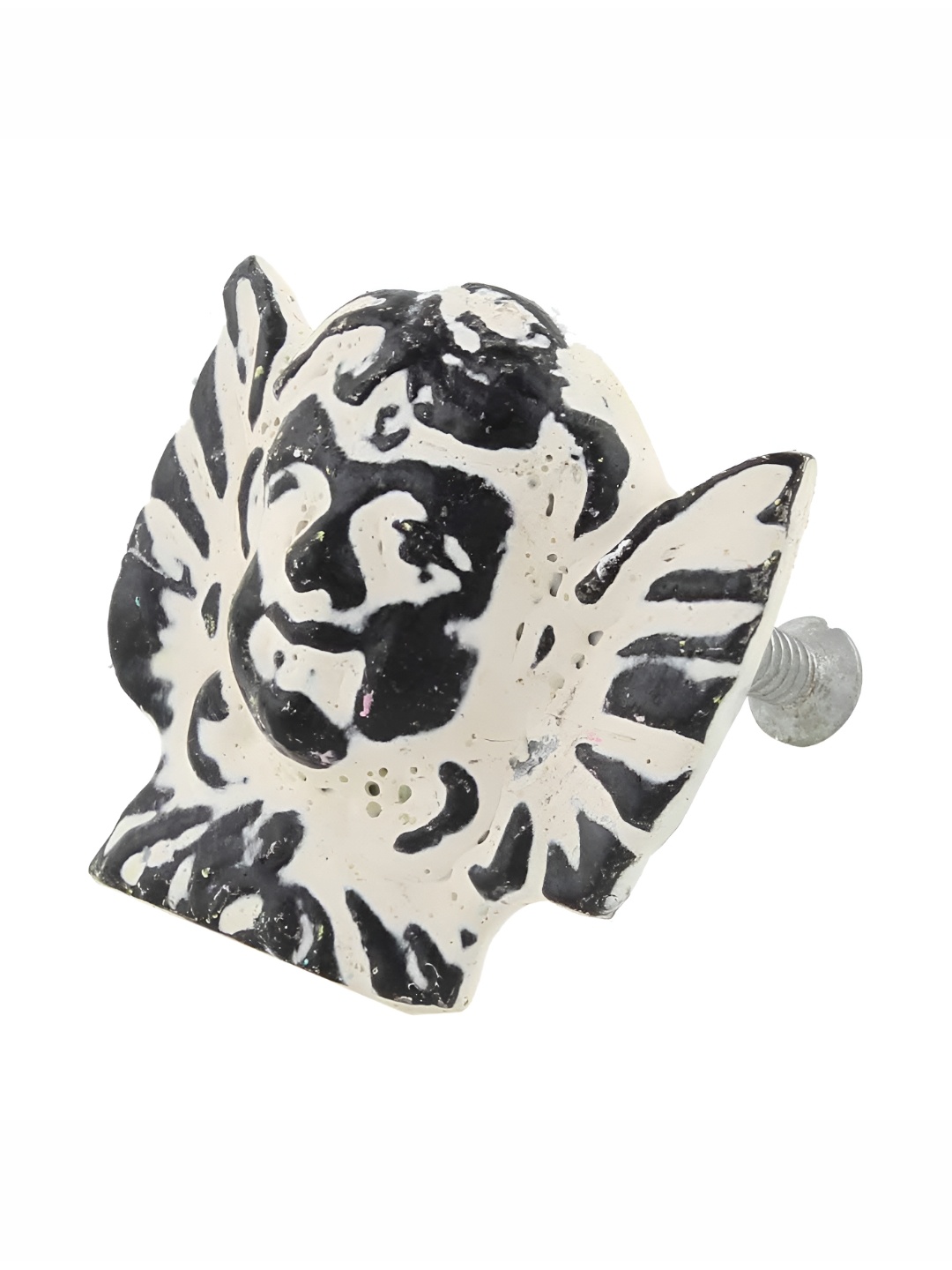 

Indianshelf Cream-Colored & Black Angel Distressed Iron Cabinet Knob