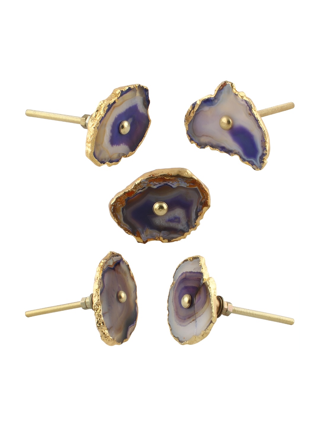 

Indianshelf Purple & Beige Agate Stone Cabinet Knobs