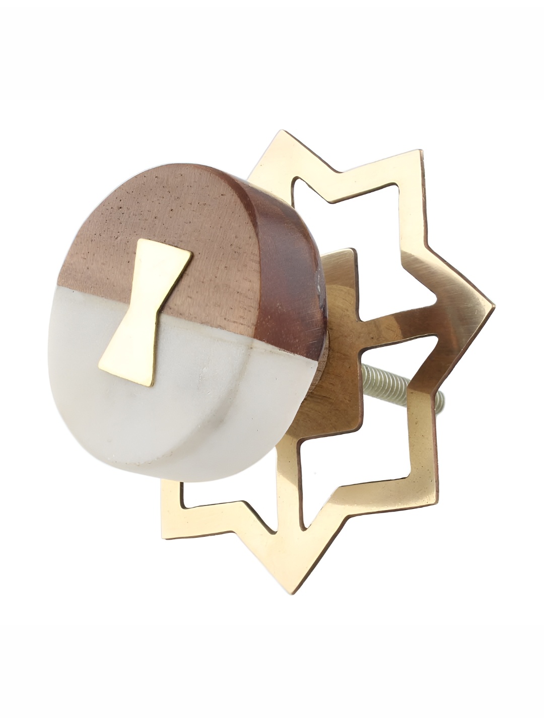 

Indianshelf Brown & White Stone And Wooden Flat Cabinet Knob