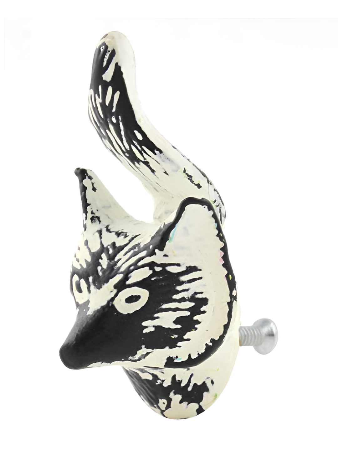 

Indianshelf Cream-Colored Fox Face Distressed Iron Cabinet Knob