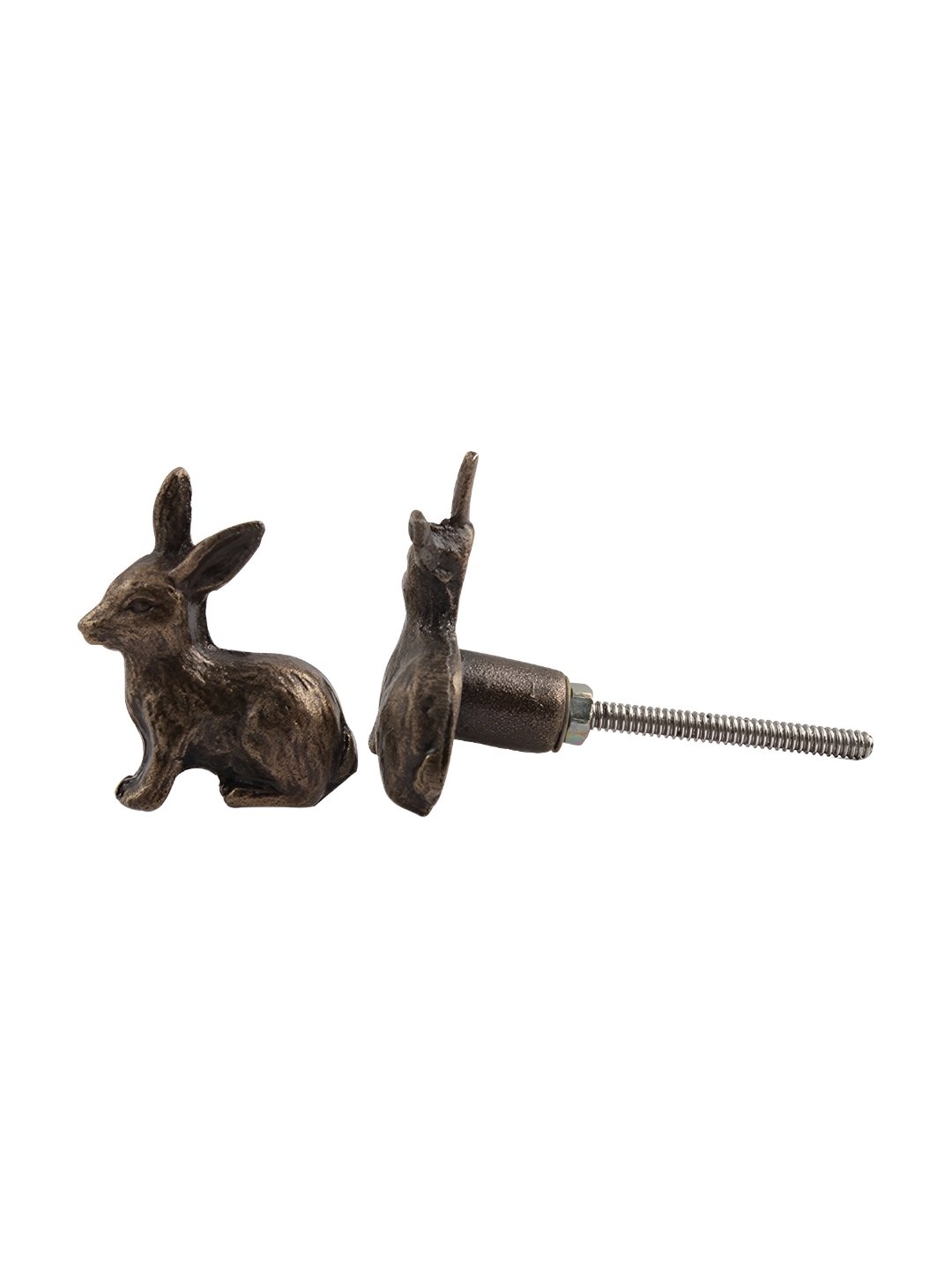 

Indianshelf Antique Rabbit Metal Drawer Knob, Metallic